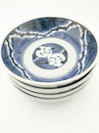 Late Edo Kurawanka-style Blue & White Dishes – Set of Four