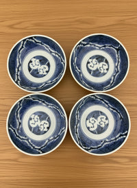 Late Edo Kurawanka-style Blue & White Dishes – Set of Four