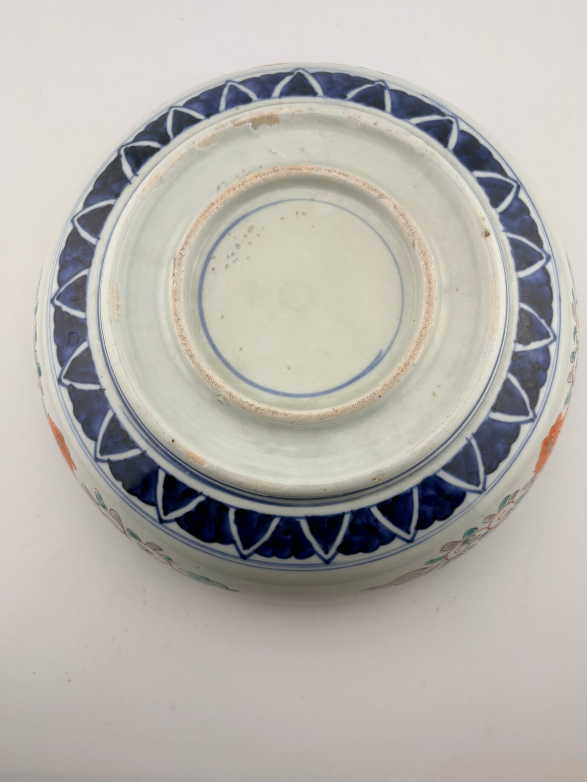 Antique Imari Iroe Large Bowl-Birds & Floral Landscape