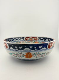 Antique Imari Iroe Large Bowl-Birds & Floral Landscape