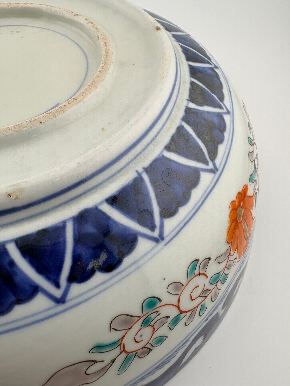 Antique Imari Iroe Large Bowl-Birds & Floral Landscape