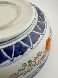 Antique Imari Iroe Large Bowl-Birds & Floral Landscape