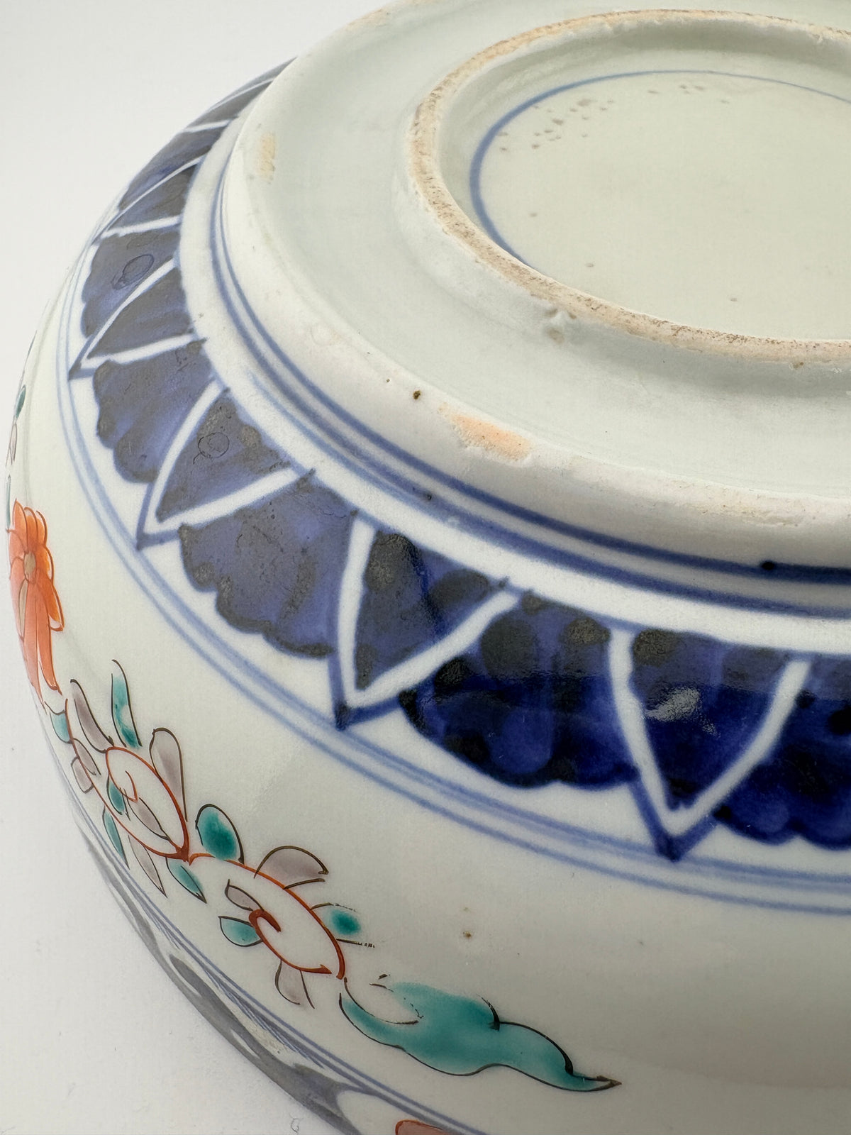 Antique Imari Iroe Large Bowl-Birds & Floral Landscape