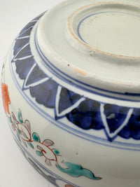 Antique Imari Iroe Large Bowl-Birds & Floral Landscape
