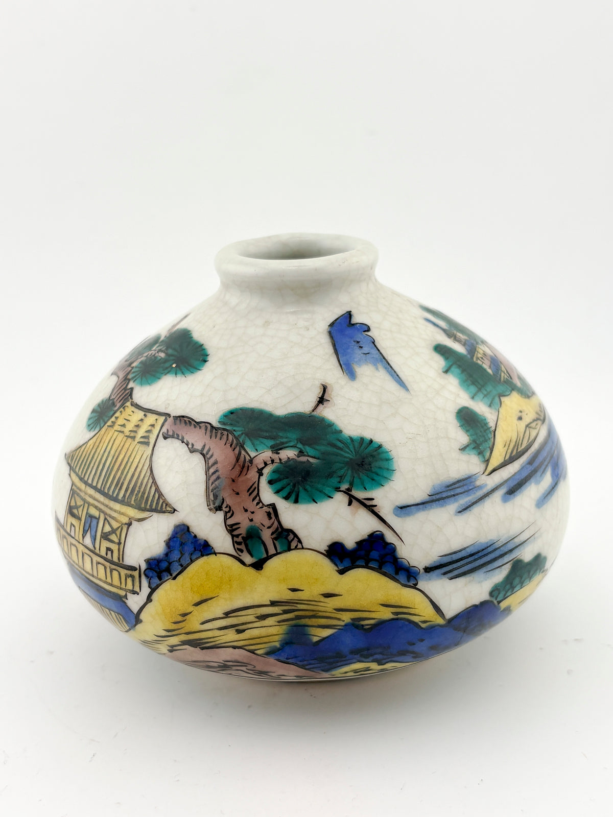 Antique Kutani Oil Jar – Landscape & Pavilion