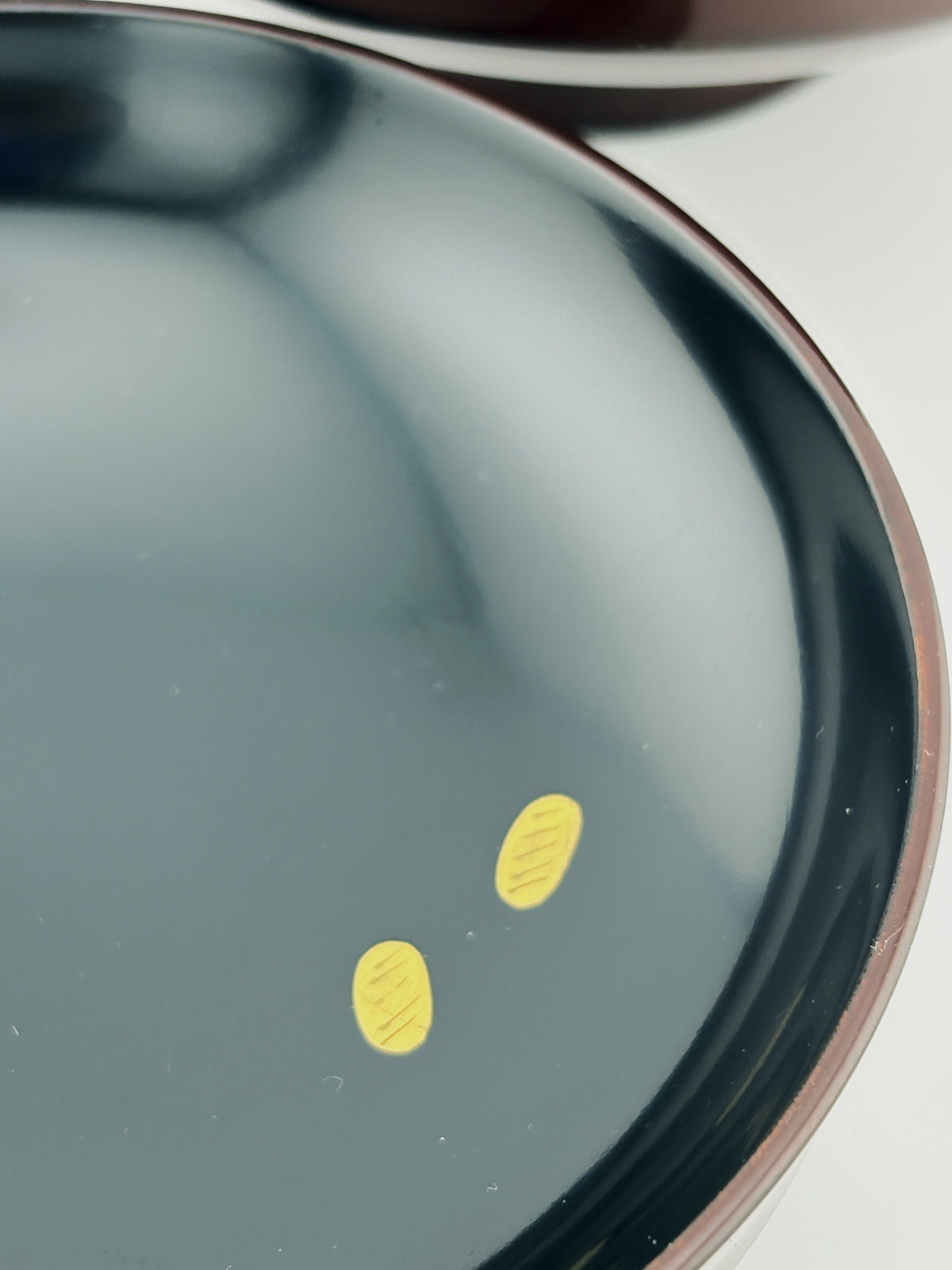 Japanese Lacquer Bowl with Coral & Gold coin Makie