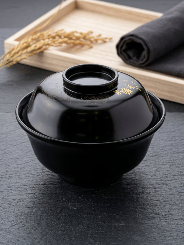 Japanese Black Lacquer Bowl – Gold Inlay