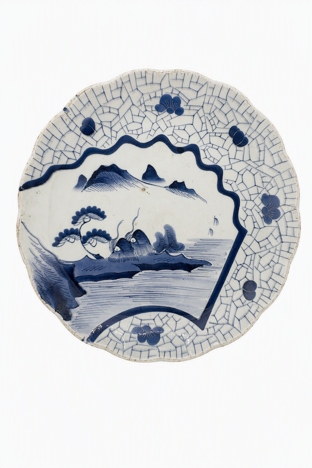 Late Edo Imari Charger-Landscape with Cracked Ice Border