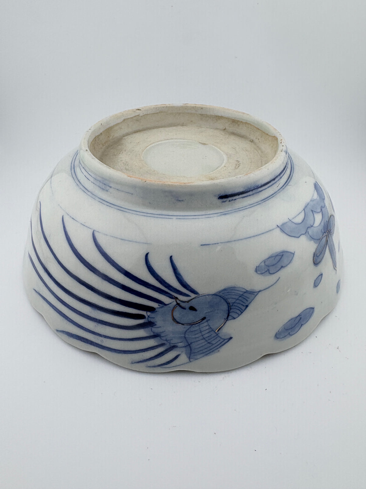 Meiji Imari Iroe large bowl with scalloped rim, rabbit motif, side3– Kotto Living