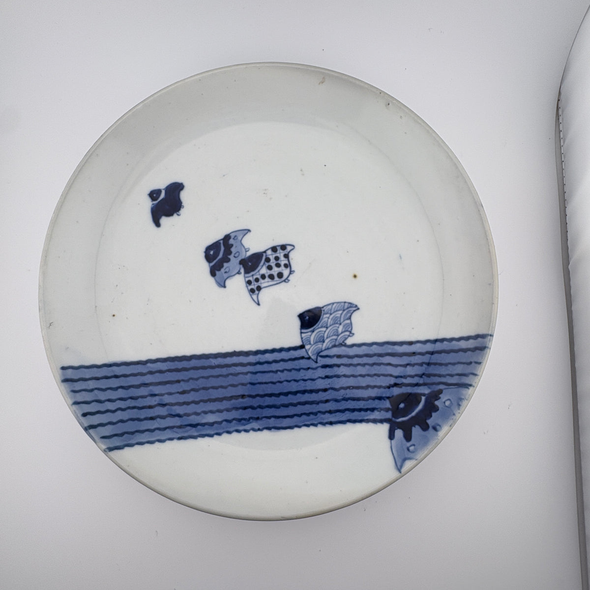 Antique Imari Blue & White Chidori Plate | Meiji Period