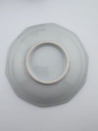 Meiji Seto sometsuke small plate with blue floral motif and brush‑stroke rim accents foot– Kotto Living