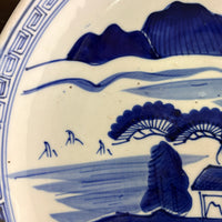 Late Edo Imari Blue & White Landscape Large Plate