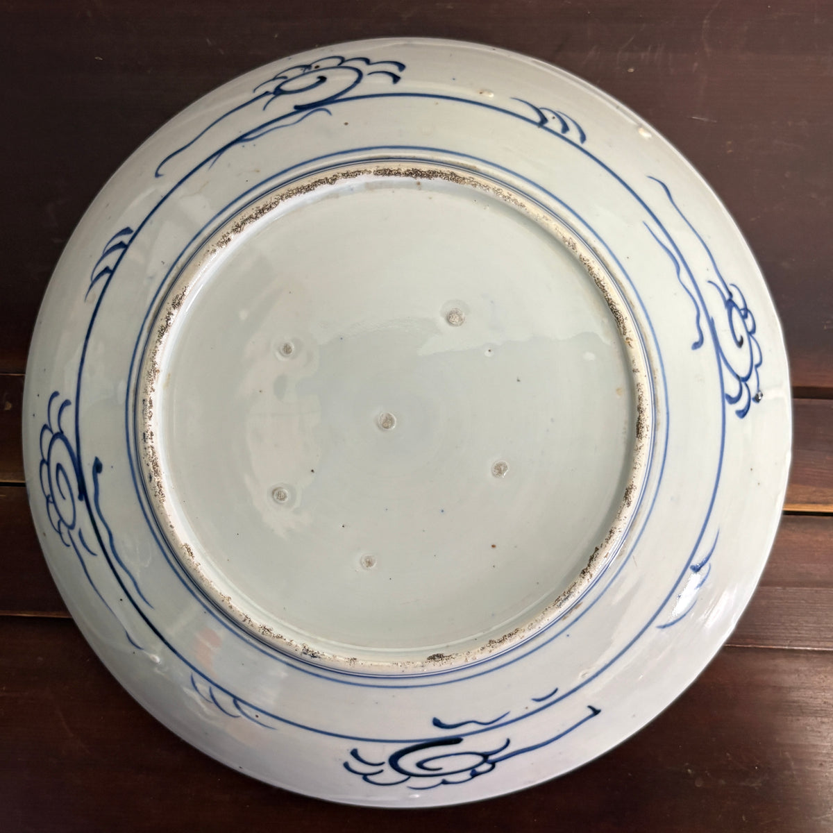 Late Edo Imari Blue & White Landscape Large Plate