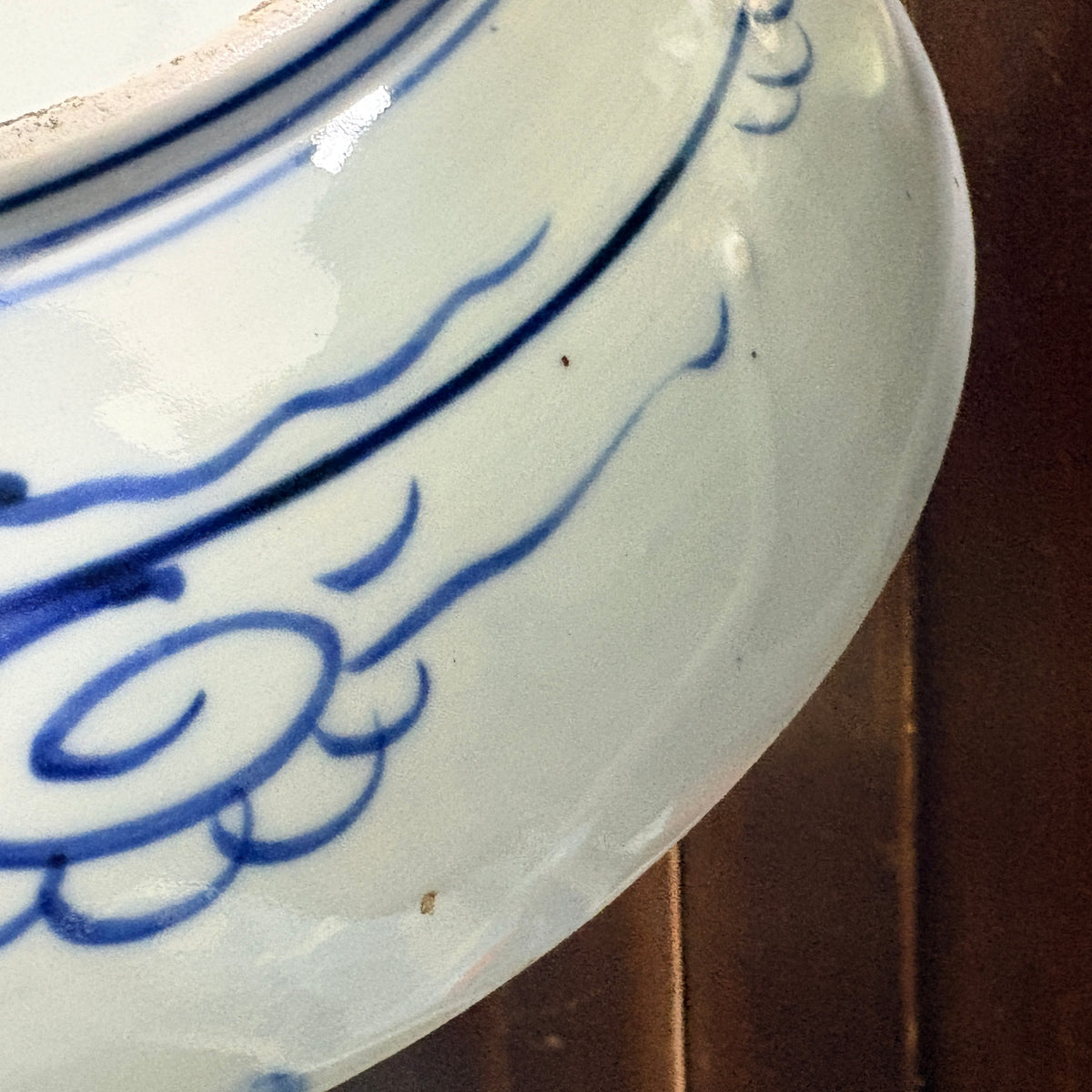 Late Edo Imari Blue & White Landscape Large Plate