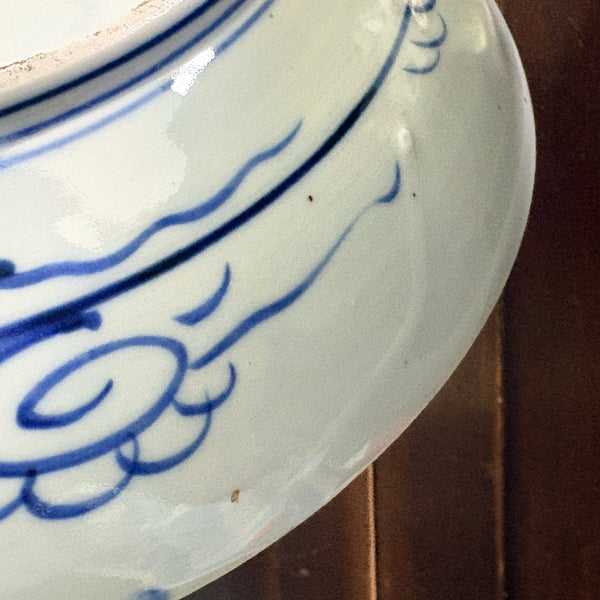 Late Edo Imari Blue & White Landscape Large Plate