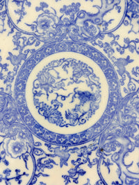 Meiji Imari Blue & White Transferware Plate with Rabbit Motif