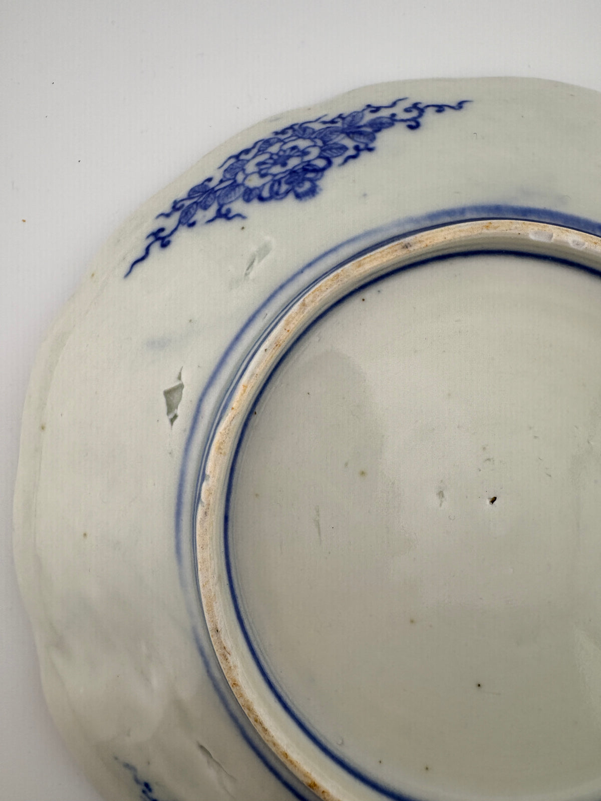 Meiji Imari Blue & White Transferware Plate with Rabbit Motif